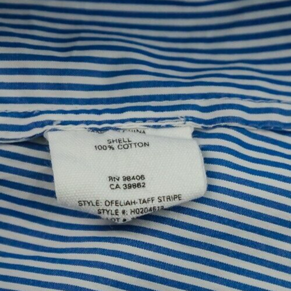 Theory Size Medium M Blue Ofeliah Taff Stripe Long Sleeve Split Back Tunic Top - Picture 6 of 8